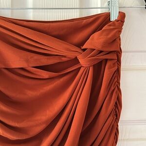 Majoqrelle Elastic Drape Mini Skirt Brick Red SM